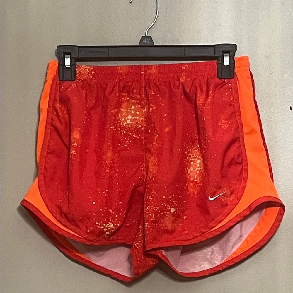 Nike Women's Fiery Red and Orange Athletic Shorts